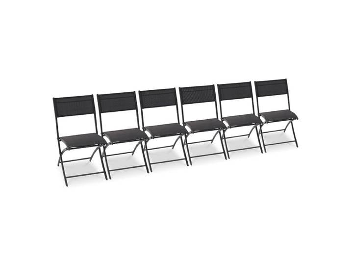 Lot de 6 chaises en aluminium et toile plastifiée - Gris anthracite - C43