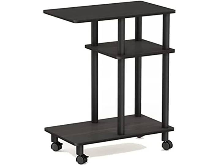Table d'Appoint - FURINNO - 18134 - U en Bois - Espresso/Noir - 3 Étagères - Roulettes