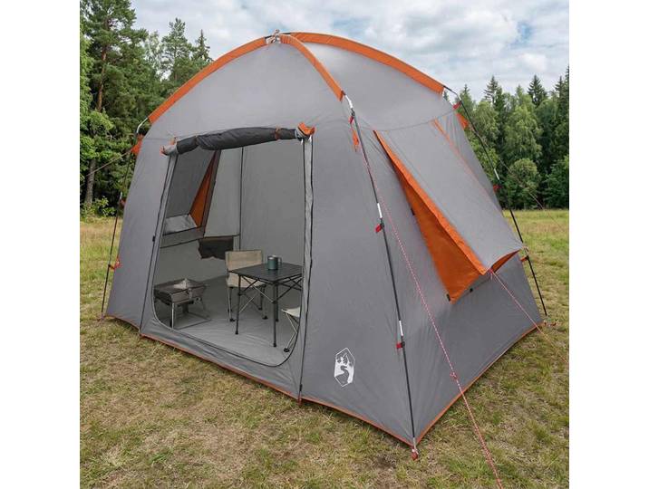vidaXL Hütten-Zelt 3 Personen Grau und Orange Polyester