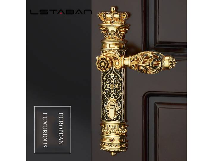 Serrures de porte d'intérieur en laiton rétro européen chambre à coucher serrure de poignée de porte de sécurité muet maison Villa serrure accessoires de quincaillerie de meubles