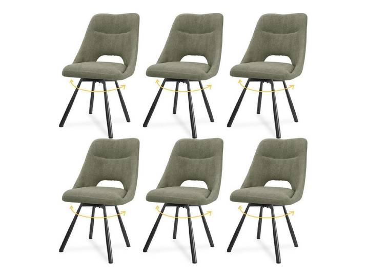 LuxusKollektion Esszimmerstuhl Esszimmerstühle drehbar 6er Set armlos Graugrün 6-drehbar