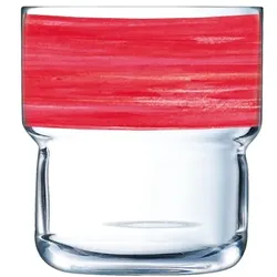 12x Arcoroc Stapelbecher 0,22 l aus gehärtetem Glas Form BRUSH LOG Cherry / Rot von Arcoroc
