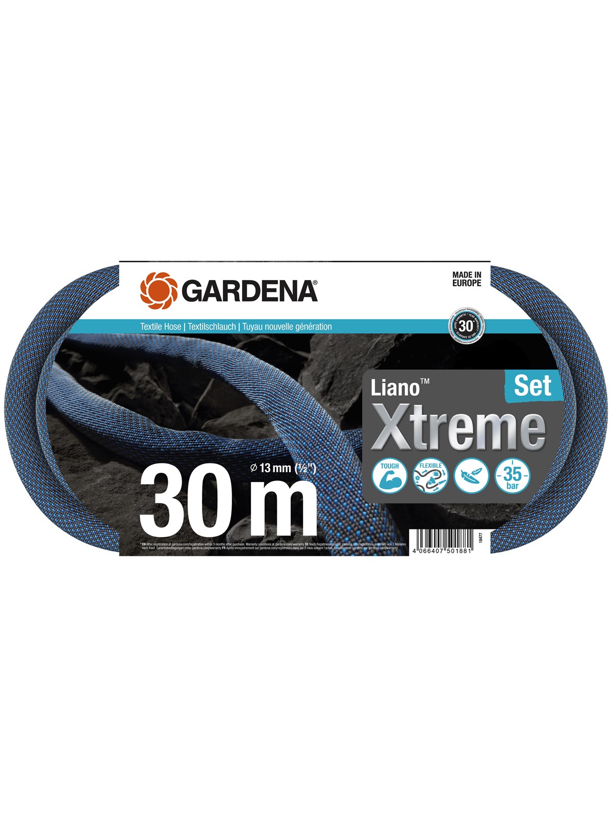 Gardena Textilschlauch Liano Xtreme 30 m Set