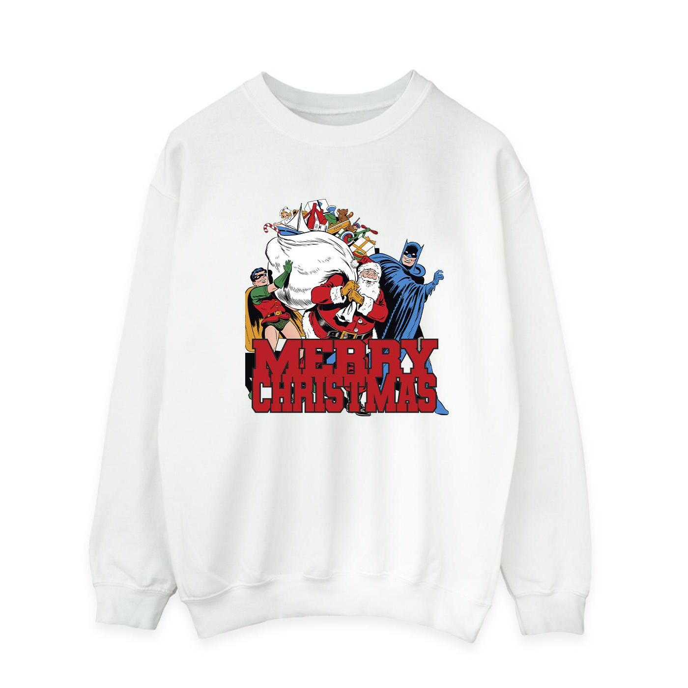 DC Comics Heren Batman Vrolijk Kerstfeest Comic Sweatshirt (Wit)