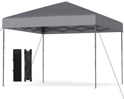 Costway 10 X 10 Feet Pop up Canopy Tent with Portable Carrying Bag and 8 Stakes-Gray