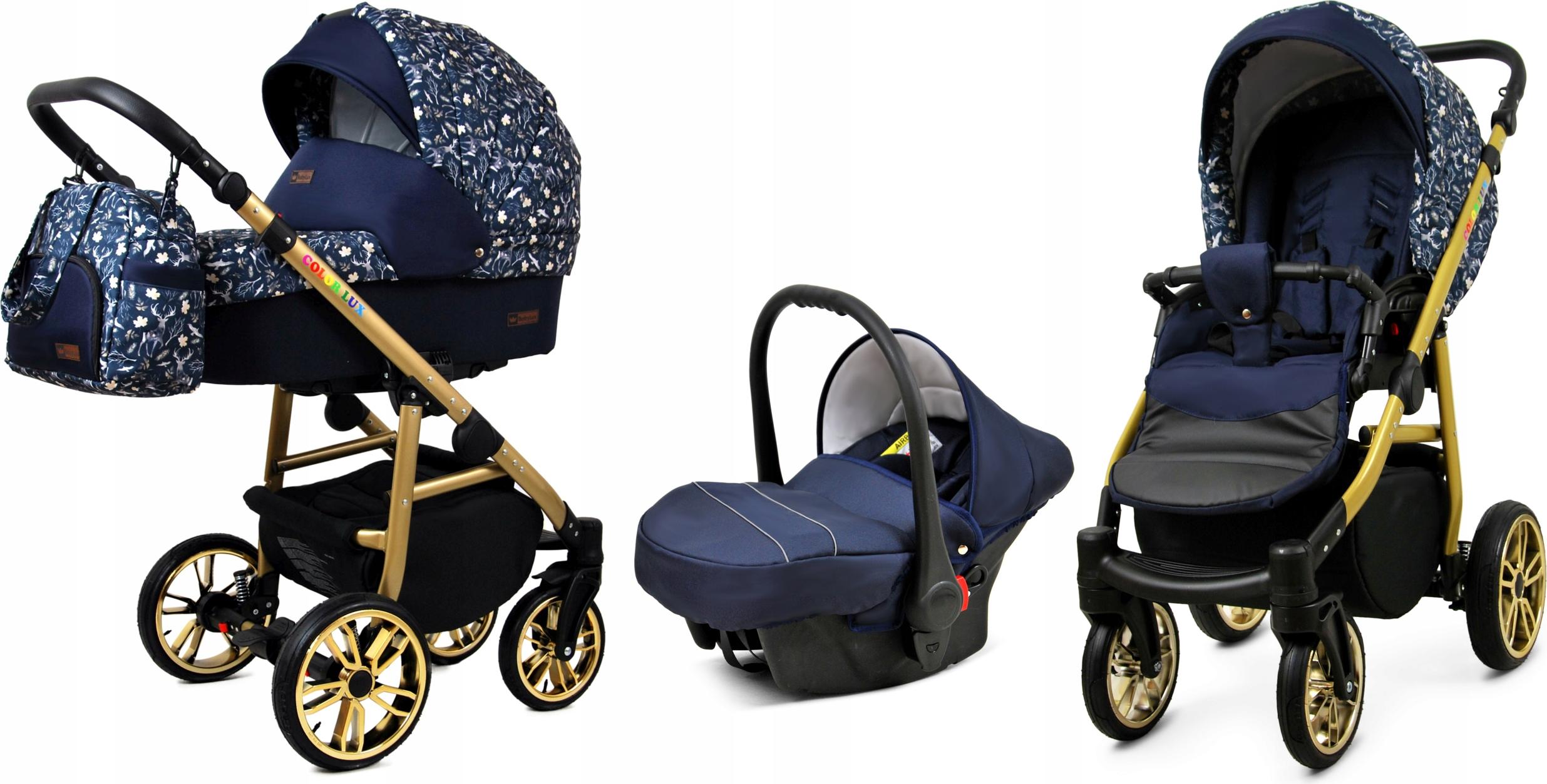 BabyLux Color Lux | 3in1 Kinderwagen Set | Forest Deer | Kombikinderwagen | Kinderwagenset | Bu