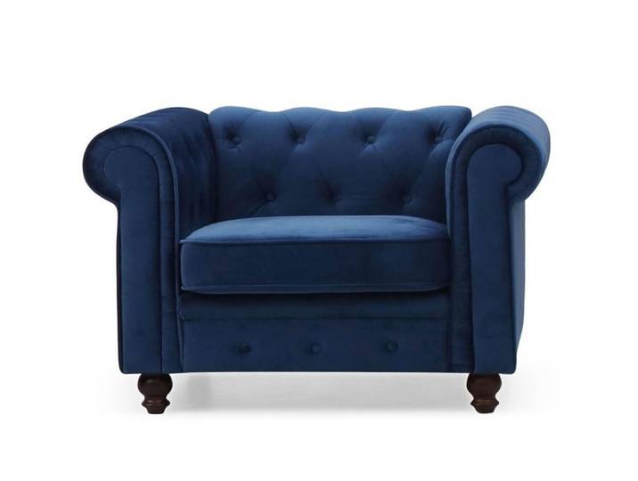 MENZZO Grand fauteuil Chesterfield Velours Bleu