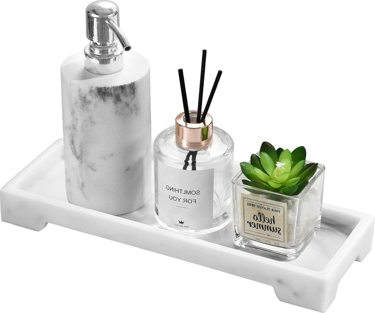 Badkamerorganizer Resin Badkuip tray met Marmerpatroon - Wit Marmer