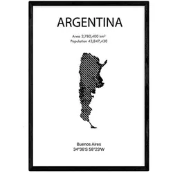 POSTER Länder & Kontinente Argentinien A4 Rahmenlos