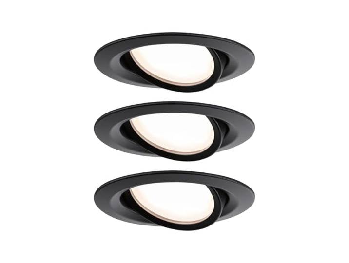 Paulmann 93082 Spot encastré LED « Coin »: spot encastré plat Slim\, spot de plafond rond\, 6\,8 W\, noir\, spot encastré dimmable\, IP65\, résistant aux projections d'eau