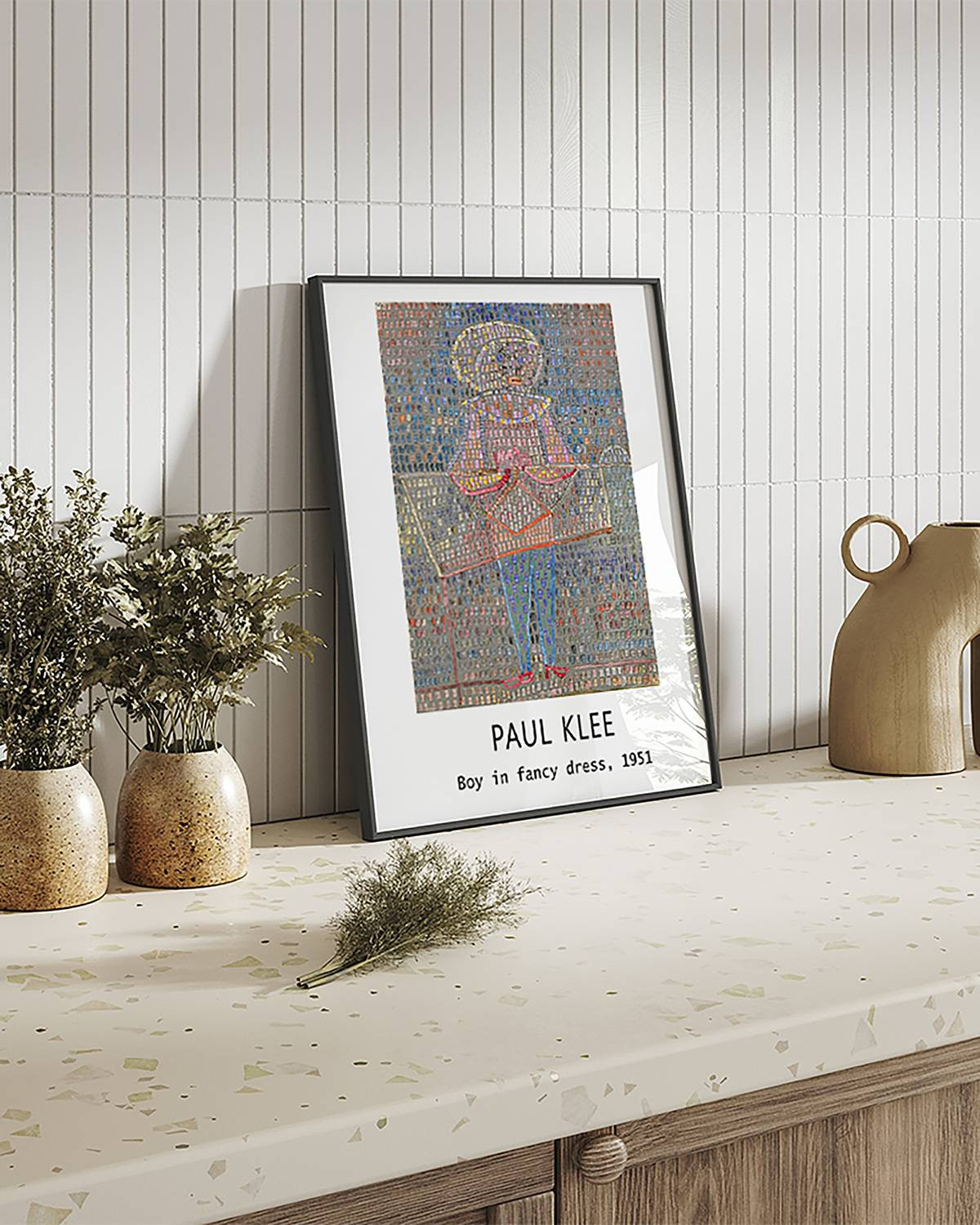 home24 Paul Klee Boy In Fancy Dress schilderij met gelakte massief beukenhouten lijst en acrylglas, multicolor, 42 x 52 cm