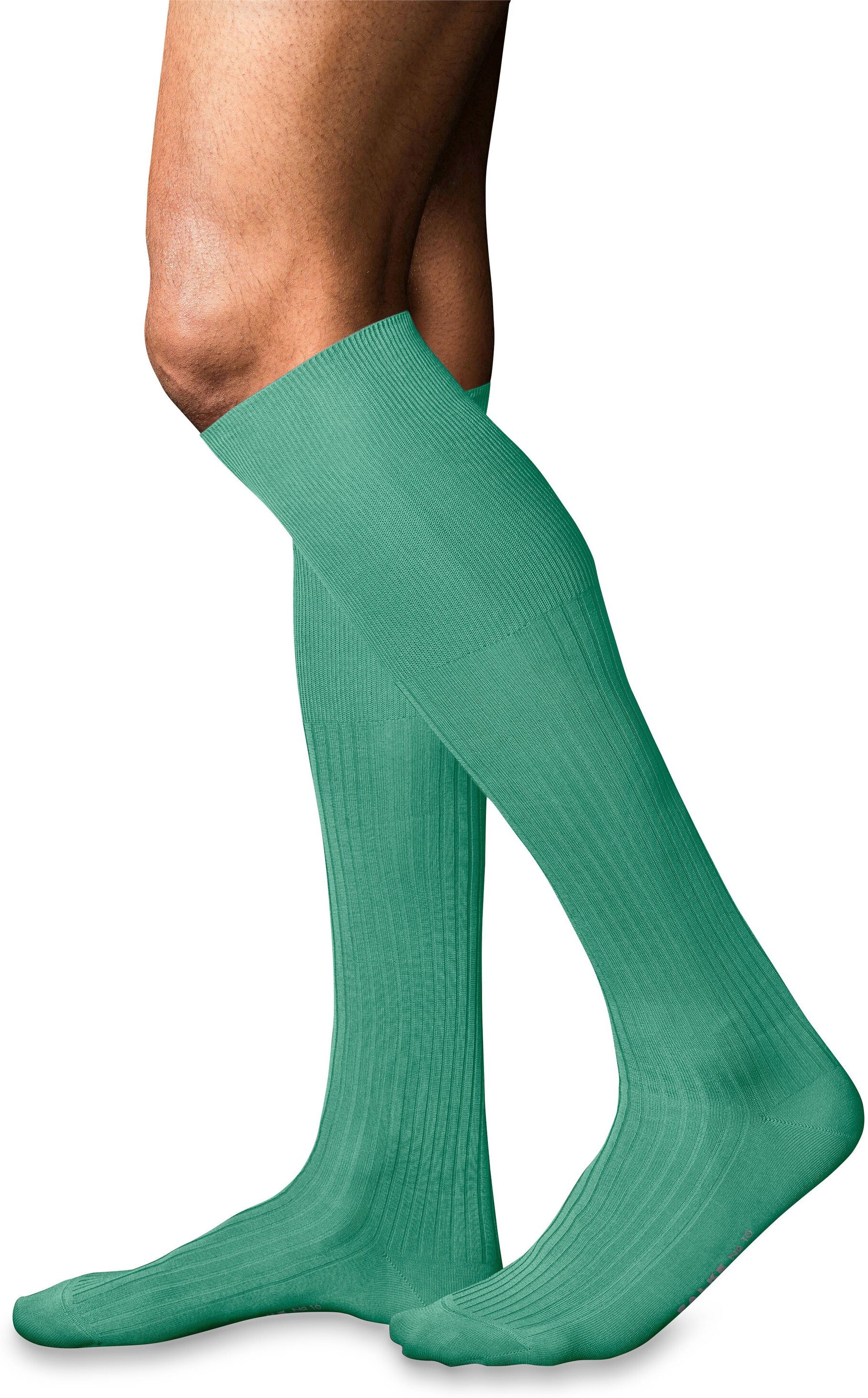 Kniestrümpfe FALKE "No. 10 Pure Fil d'Écosse", Herren, Gr. 45-46, grün (oceangrün (7506)), Obermaterial: 93% Baumwolle CO. 7% Polyamid PA., Socken Kniestrümpfe