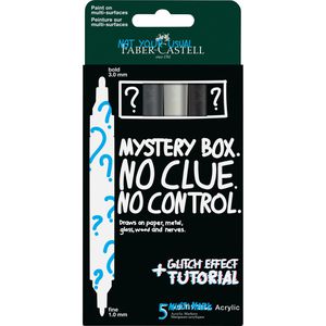 Faber-Castell Acrylstifte Multimark Acrylic Mystery Set I, farbig sortiert, Doppelspitze 1mm & 3mm, wasserfest, 5 Stück
