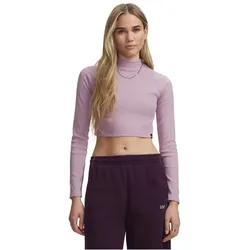UNDER ARMOUR Rival Ripp Mock Neck Langarmshirt Damen 698 - mauve pink/white XL