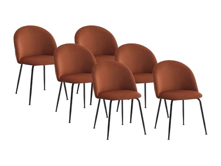 Lot de 6 chaises velours terracotta