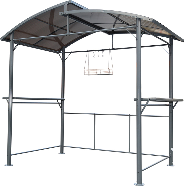 Angel Living Grillpavilion, Unterstand mit Abzug aus Aluminium, mit Abstellfläche (Grau)