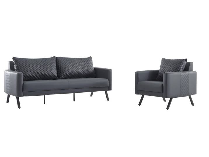 Xlmoebel Polstergarnitur Graue Ledergarnitur von XLMOEBEL mit modernem Design und hohem Komfort, (Ledergarnitur, 3-tlg., 3-teilig), Made in Europa