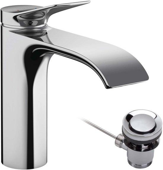 Ibenzoa Waschtischarmatur - breiter Wasserstrahl, AirPower & EcoSmart (max. 5 l/min), Zugstangen-Ablaufgarnitur, DN15, ComfortZone 110