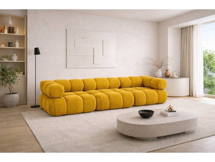 Kaiser Möbel Sofa Modulares 3-Sitzer-Sofa, gerade Couch, Stoff Salvador, Selia, 3-Sitzer, Veloursstoff Salvador, modernes Design,weiche, abgerundete Linien