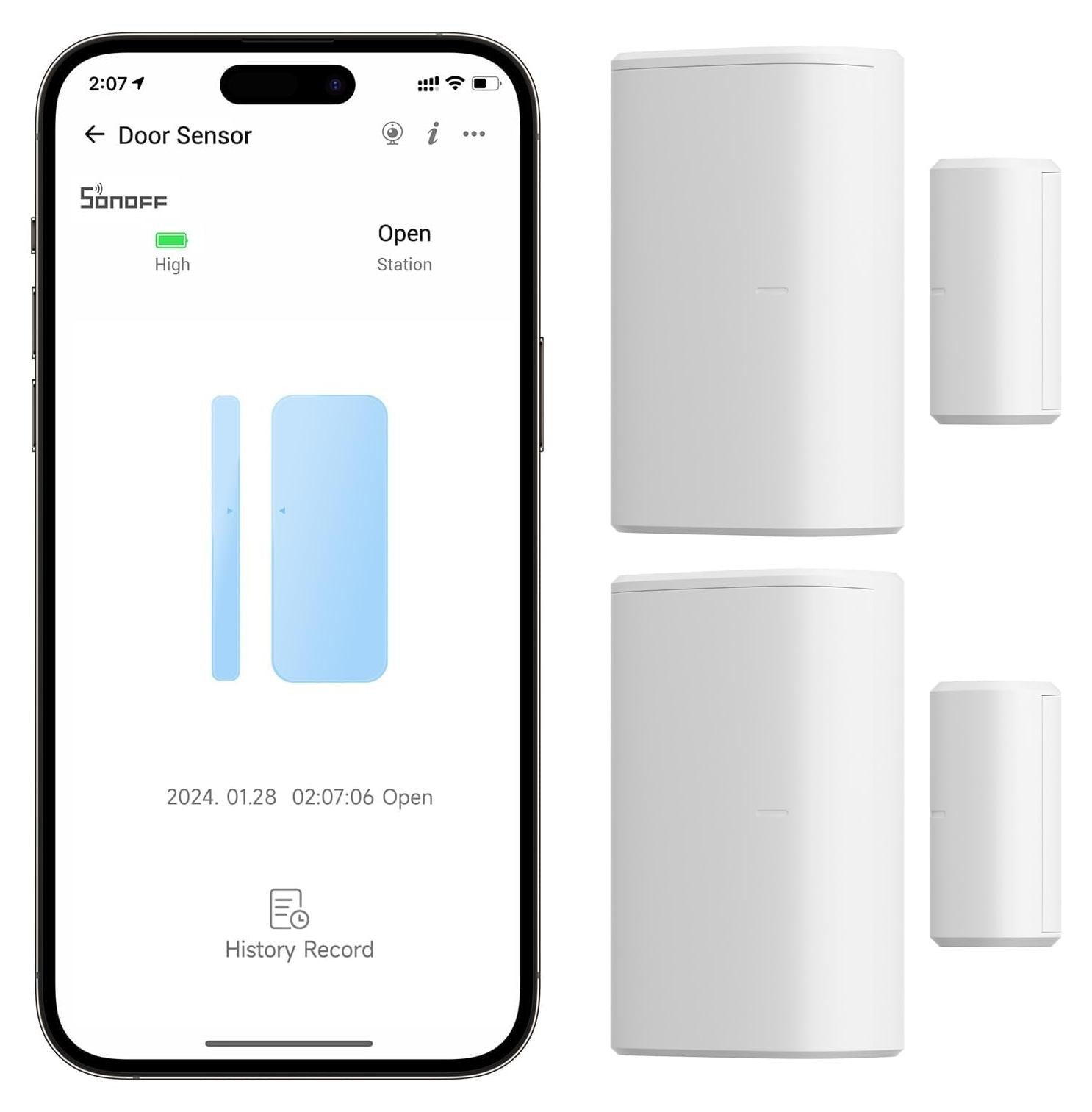 SONOFF SNZB-04P Zigbee deur- en raamsensor, slimme contactsensor voor alarmsystemen (2-pack)