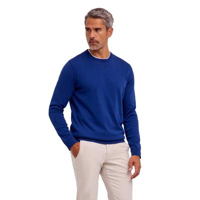 Strickpullover FALKE "Cotton Knit", Herren, Gr. L, blau (royal blau (6051)), Pullover Strickpullover