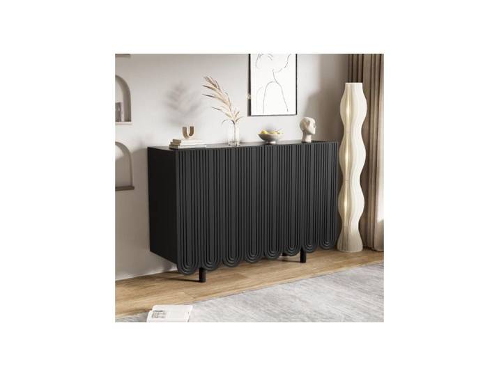 ®TONLRGY Buffet buffet en forme de goutte avec portes profilées et charnière à tampon 120 L x 80 8 H x 37 5 B (cm) noir