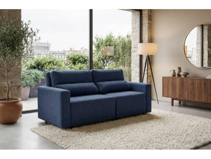 2-Sitzer-Sofa, ausziehbar, mit Stauraum, graphitfarben, Velours, Komo Family Möbel