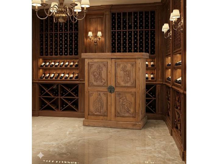 Xlmoebel Kommode Rustikale Wein Konsole aus Holz – Edler Weinschrank Möbel (Einzelartikel), Made in Europa