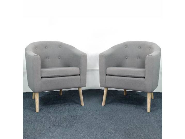 JEOBEST® Lot de 2 Fauteuil Scandinave - Tissu effet feutrine - Gris - L 70 x P 64 cm