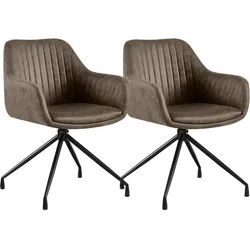 CLP 2er Set Esszimmerstuhl Novanis Vintage   Farbe: grau, Material: Vintage Kunstleder