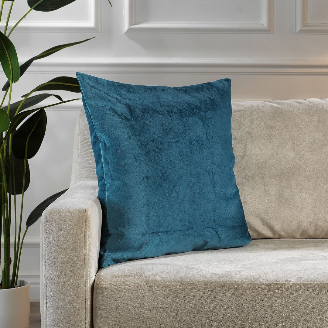 Lilijan Home & Curtain Matte Velvet Cushion Cover - 1 Pc Azure 61cm x 61cm