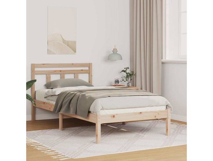 furnicato Bett Bettgestell Massivholz 80 x 200 cm Braun, Inklusive Plattform-Lattenrost Einzelbett mit quadratischen Beinen