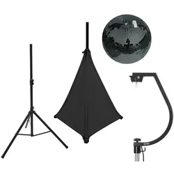 EUROLITE Set Spiegelkugel 30cm schwarz mit Stativ und Segel schwarz