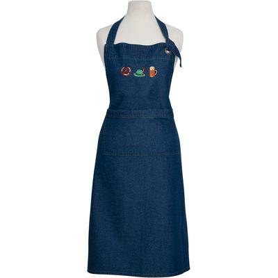 Kochschürze PAD "SPIRIT", blau (bavaria), B:80cm L:70cm, Denim/Jeans, Baumwolle, Schürzen, Kochschürze, in 3 Farbvarianten, mit Stickerei