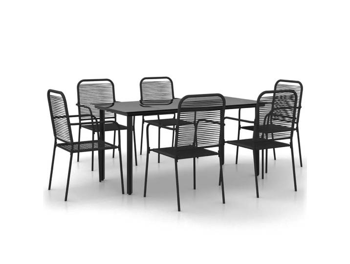 VidaXL - Garten-essgarnitur stahl, One Size, Schwarz
