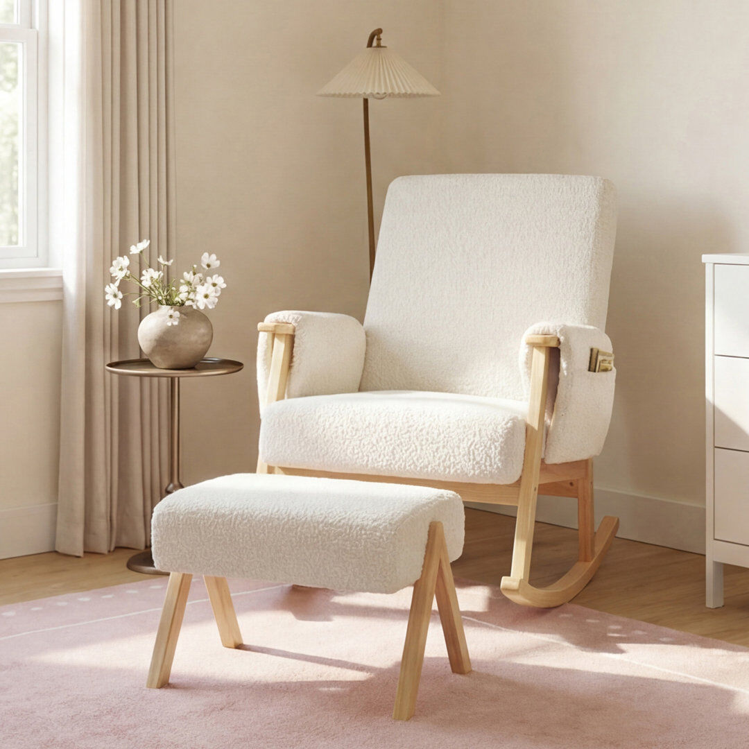 Bloomsbury Market Teddy Rocking Glider White 88cm H X 52.5cm W X 86cm D