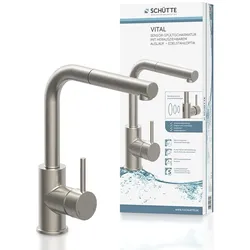 SCHÜTTE  VITAL  Sensor-Spültischarmatur,  Edelstahloptik,  mit  herausziehbarem  Auslauf
