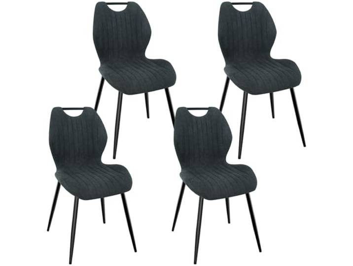 WAFTING Esszimmerstühle 4er Set, Gepolsterter Stuhl aus Stoff, Helles Schwarz