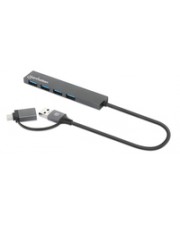 Manhattan Kombo-Hub 4Port USB 3.0 Typ-C/Typ-A 4xUSB-A Buchse Hub 4-Port 181006. Hostschnittstelle: 3.2 Gen 1 3.1 1 Type-A Hub-Schnittstellen: 1 1 Type-A. Datenübertragungsrate: 5000 Mbit/s Produktfarbe: Grau Gehäusematerial: Aluminium. Netzteiltyp: Ausgan (181006)
