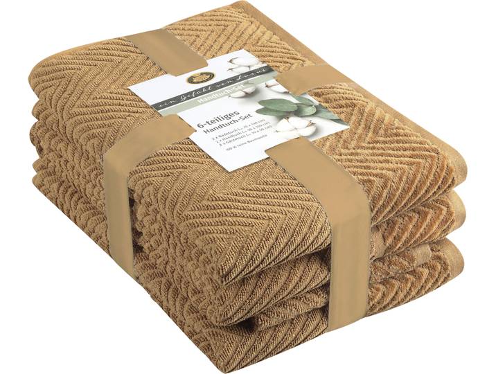 Handtuch Set GÖZZE Viola , beige (sand), 6 Stk., Frottier, Frottier, Obermaterial: 100% Baumwolle, Handtücher, Handtuch Set