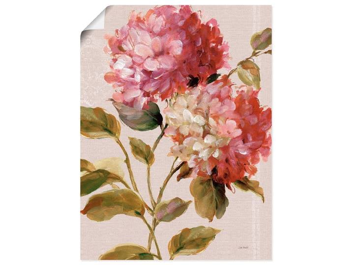 Wandbild ARTLAND Harmonische Hortensien , pink (farbe bild(er): pink), B:30cm H:40cm, Bilder, Wandbild, als Leinwandbild, Poster in verschied. Grössen