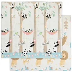 Relaxdays Faltbare Spielmatte mit Tiermotiven Weiß,Blau,Braun