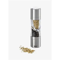 AdHoc Gewürzmühle DUOSPICE stahlgrau, Pfeffermühle + Salzmühle, Silber