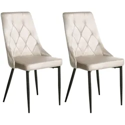 ESSZIMMERSTUHL 2er-Set Samtstoff Beige Avenir