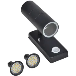 vidaXL LED-Wandleuchte Edelstahl Zylinderform Schwarz mit Sensor