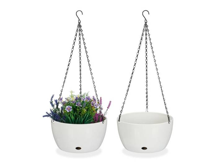 Relaxdays 2 hangpotten met opvangbakjes 67x28,5 cm