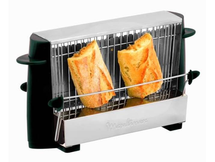 Moulinex - Grille-pain Vintage 4 tranches - Design ouvert - Inox et noir Toaster 4 tranches pour familles - Dorage manuel de baguettes et pains épais - Design ouvert pour un contrôle précis