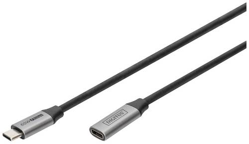 Digitus USB-Kabel USB 3.2 Gen1 USB-C, USB-C Buchse, USB-C Stecker 1.00 m Schwarz Flexibel, Geschirmt, mit USB DB-300230-010-S