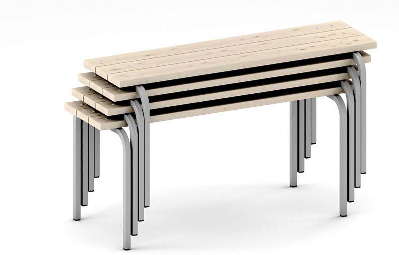 B2B Partner Garderobenbank, Sitzfläche – Latten, graue Beine, 1000 mm