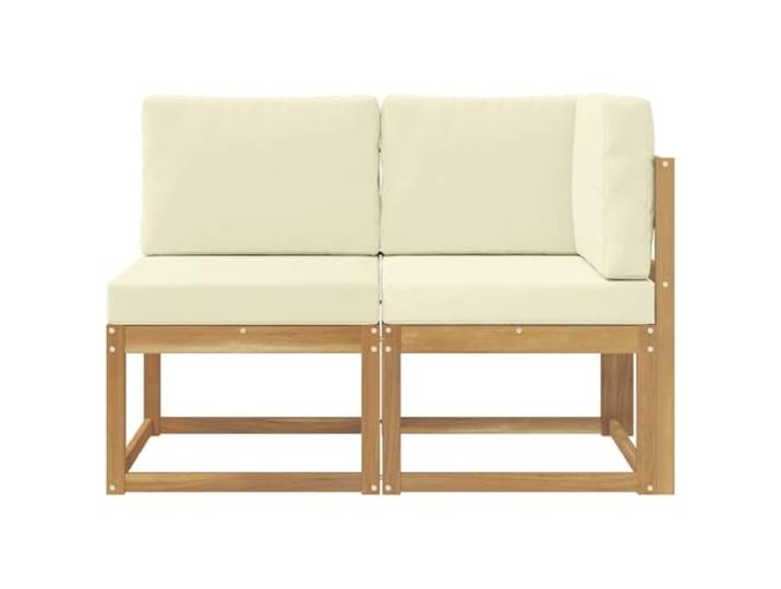 KTHLBRH Modulares Sofa für den Außenbereich, 2-teilig, Weiß Massivholz Akazienholz wetterfest mit Kissen für Garten und Terrasse